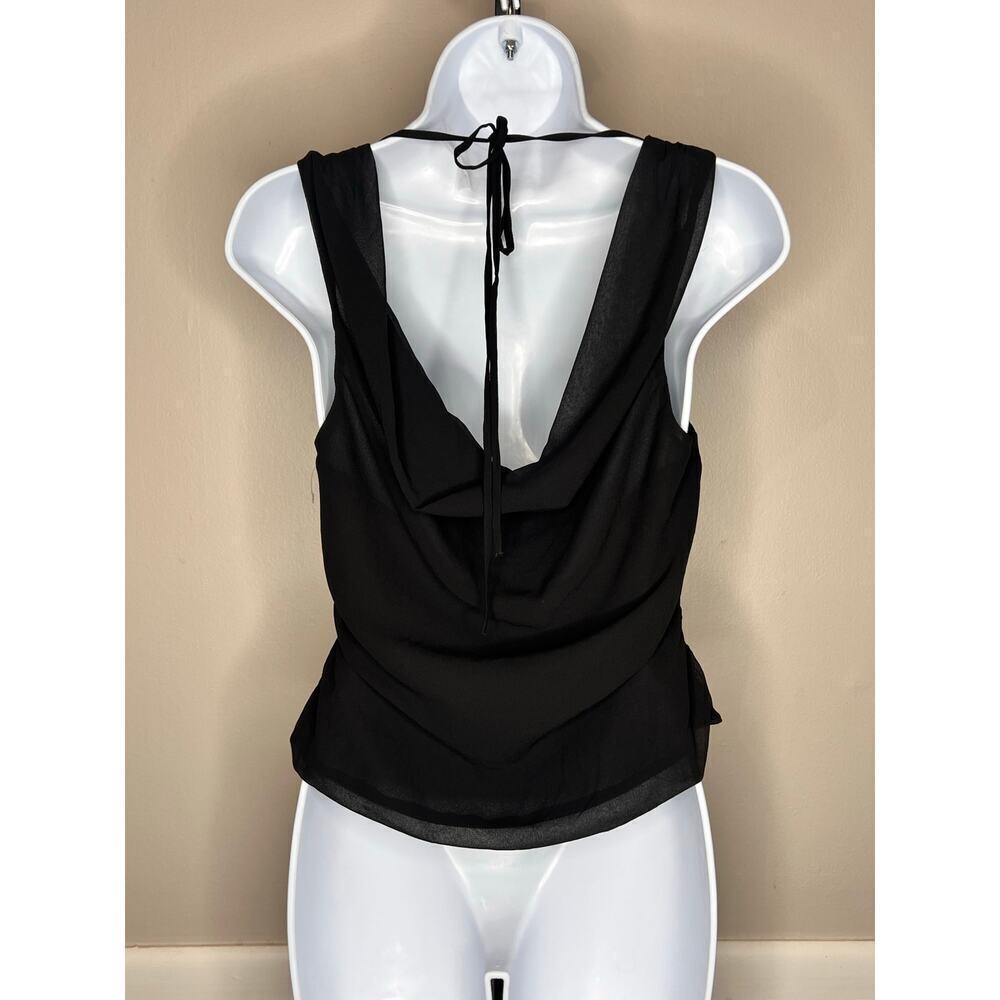☀️ASTR The Label Black Draped Cowl Neck Sleeveless Top With Tie Back NWOT - Picture 3 of 7